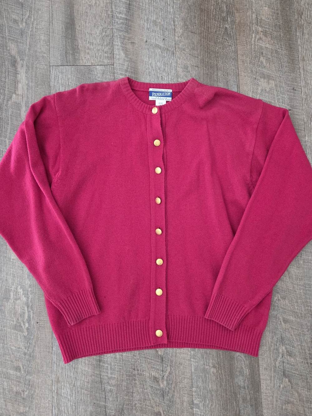 Vintage Pendleton Fuchsia 100% Virgin Wool Cardigan with Gold Buttons
